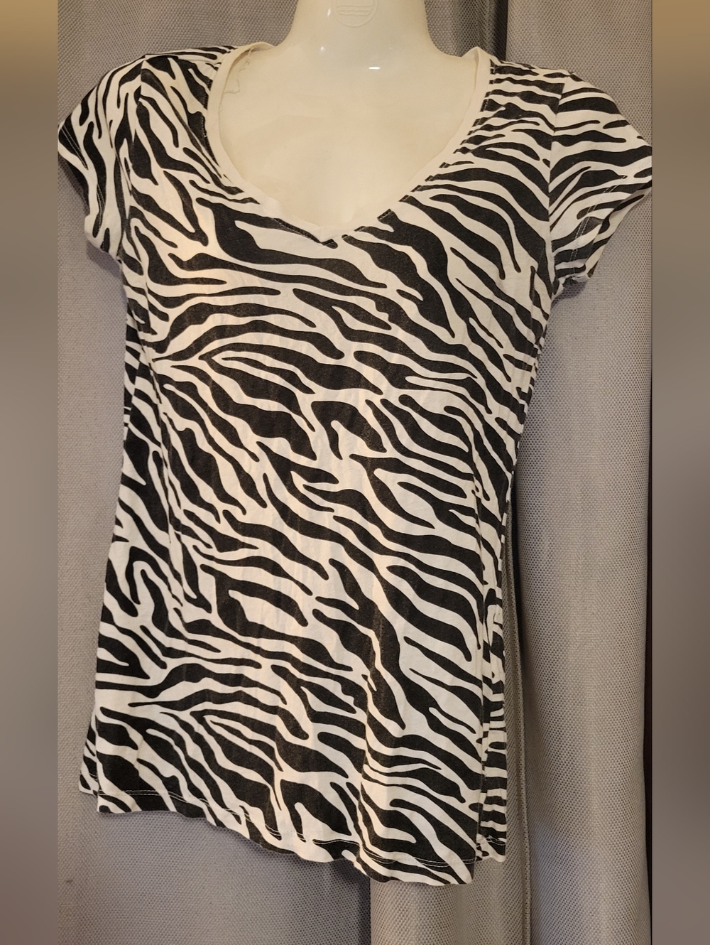 OP Women’s Zebra Print Short Sleeve Tee in Black and White